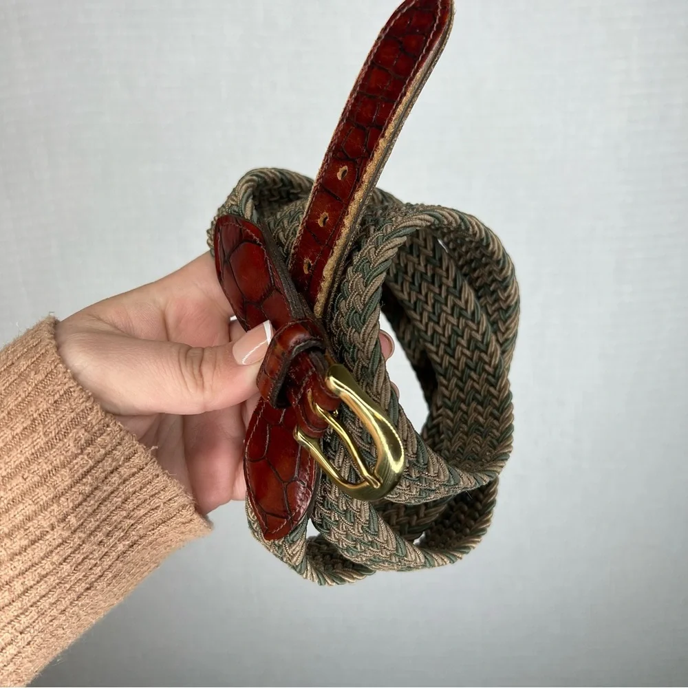 Crookhorn | Red and Tan Woven Leather Belt‎ Stretch 46